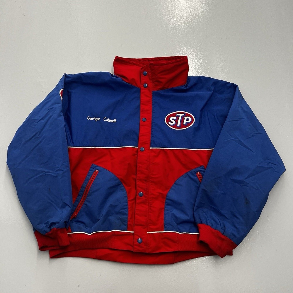 Vintage Inside Edge STP Racing Jacket XXL Blue Red George Colwell USA Made